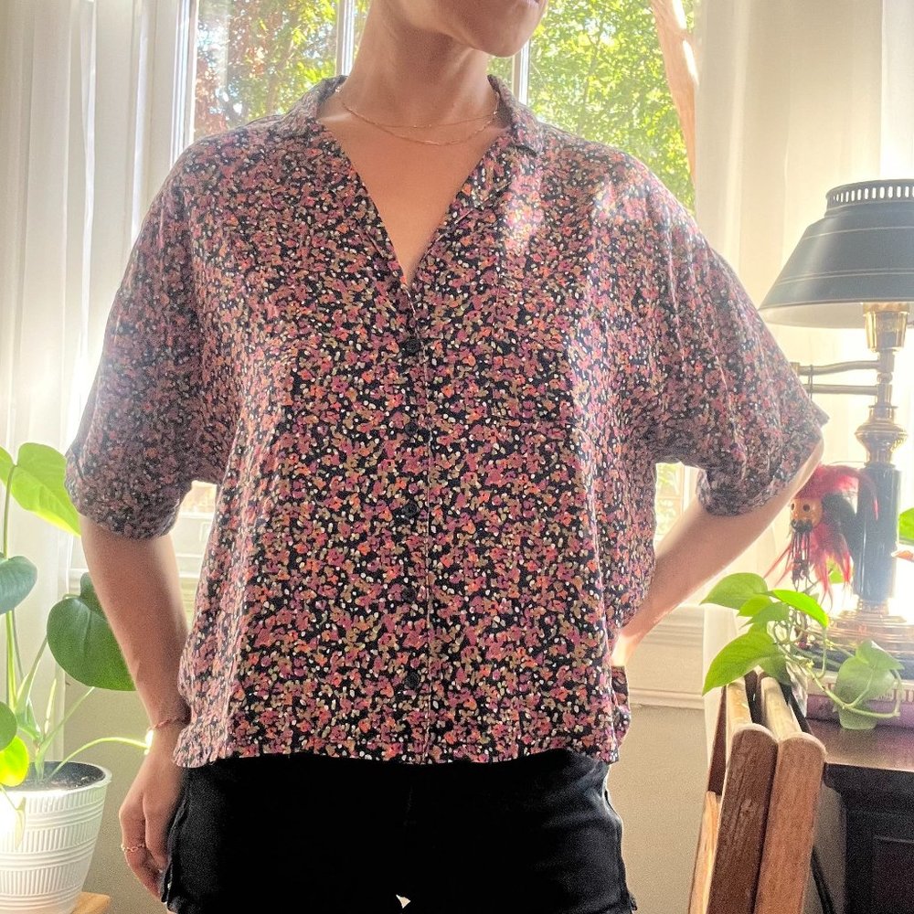 Prana Floral Button Down Top - Size XL